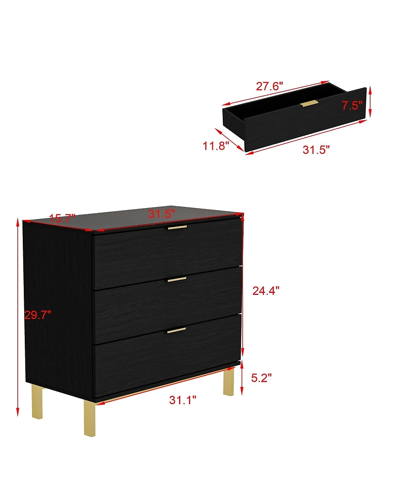 Famapy 3-Drawers Wood Chest of Drawers Dresser