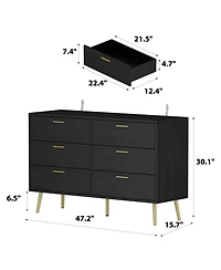 Famapy Wood Dresser Chest of Drawer With 6 Drawers
