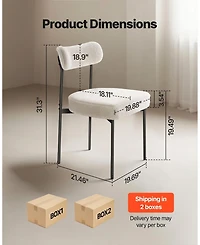 Sugift Boucle Dining Chairs Set of 6, Mid Century Modern Upholstered Side Chairs for Dining