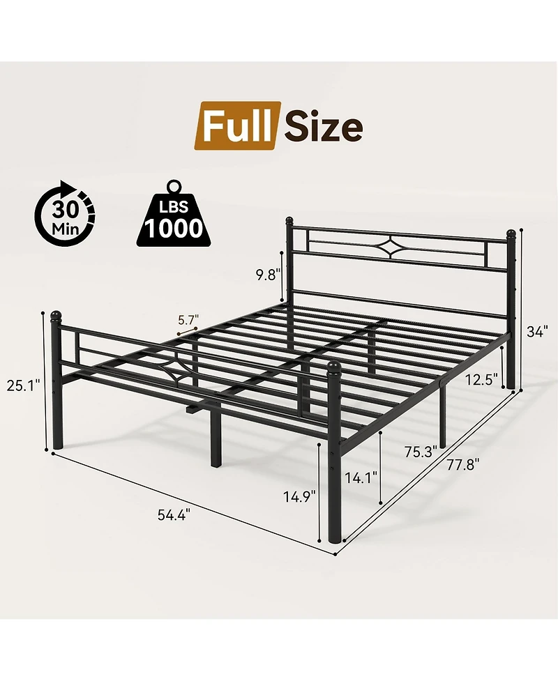 Sailvan Metal Platform Bed Frame with Headboard and Underbed Storage