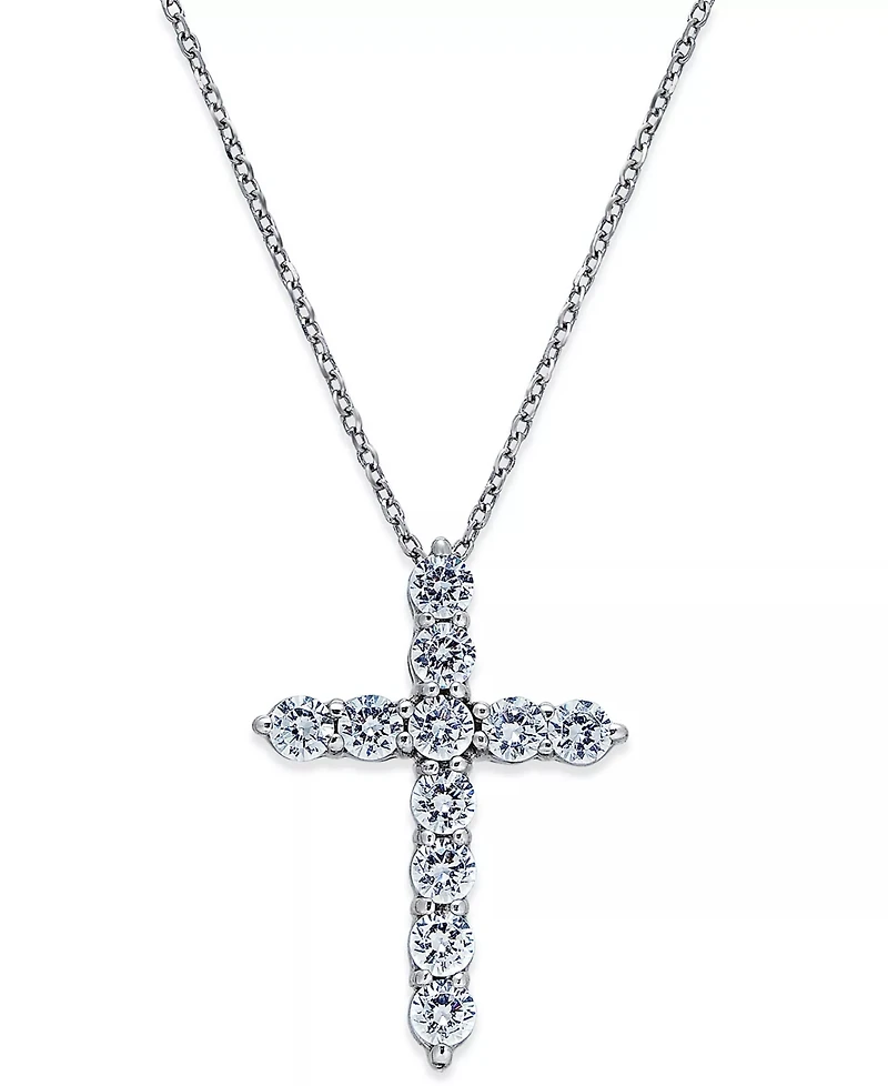 Diamond Cross Pendant Necklace (1 ct. t.w.) in 14k White Gold