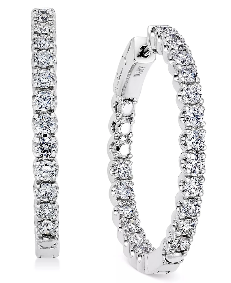 Diamond In-and-Out Hoop Earrings (3 ct. t.w.) in 14k White Gold