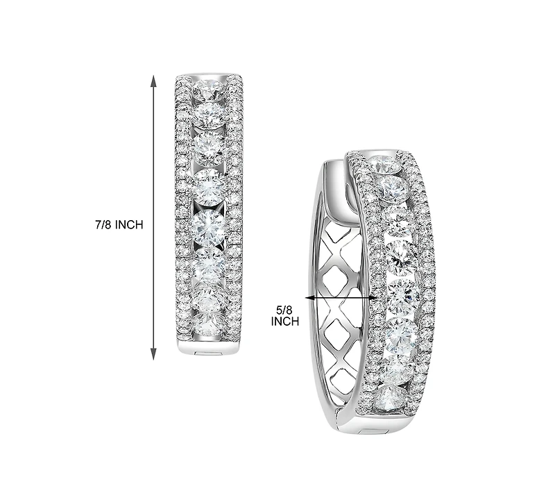 Diamond Openwork Small Hoop Earrings (1-1/2 ct. t.w.) in 14k White Gold, 0.75"