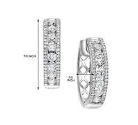 Diamond Openwork Small Hoop Earrings (1-1/2 ct. t.w.) in 14k White Gold, 0.75"