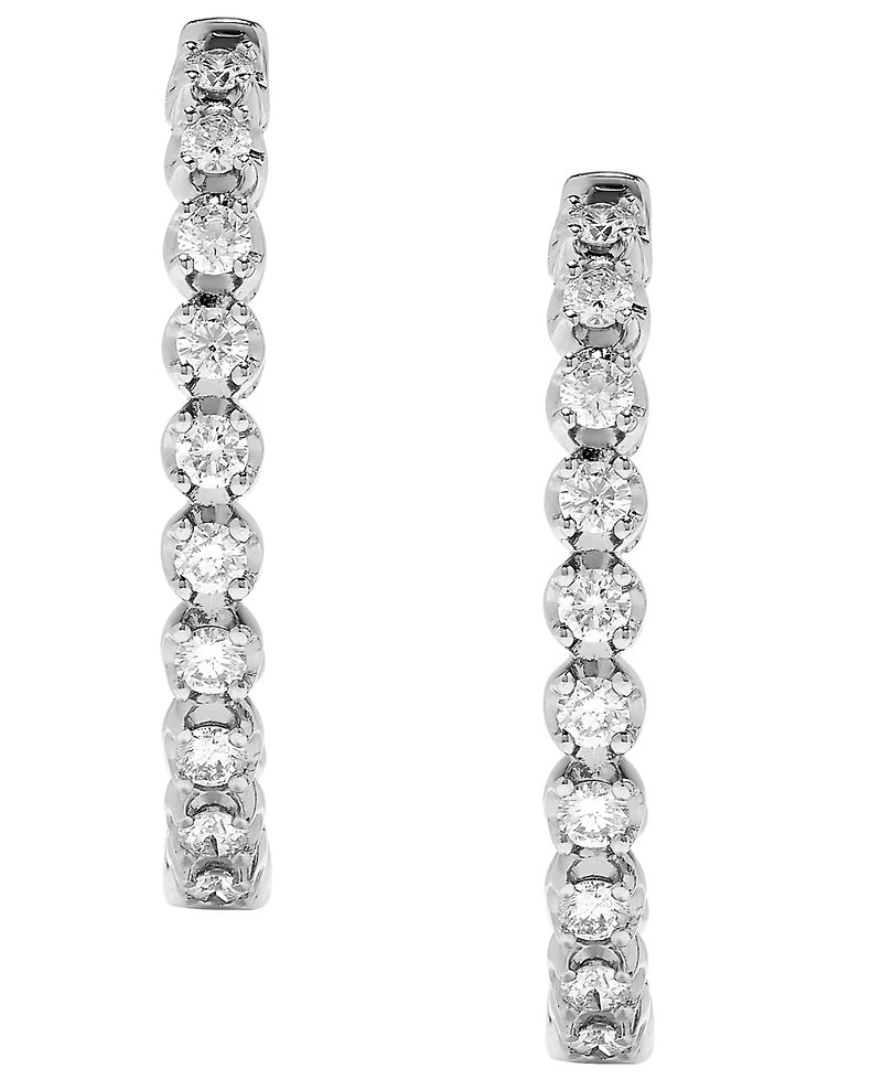 Diamond (1-1/2 ct. t.w.) Inside-Out Oval Medium Hoop Earrings in 14k White or Yellow Gold, 1.25"
