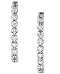 Diamond (1-1/2 ct. t.w.) Inside-Out Oval Medium Hoop Earrings in 14k White or Yellow Gold, 1.25"