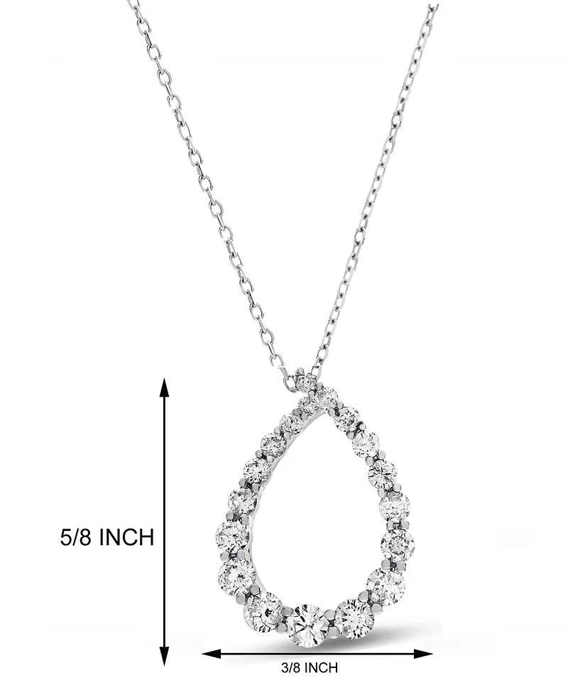 Diamond Graduated Teardrop Pendant Necklace (1/2 ct. t.w.) in 14k White Gold, 16" + 2" extender