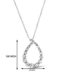 Diamond Graduated Teardrop Pendant Necklace (1/2 ct. t.w.) in 14k White Gold, 16" + 2" extender