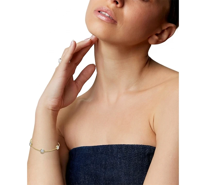 Diamond Bezel-Set Cable Link Chain Bracelet (1/2 ct. t.w.) in 14k Gold