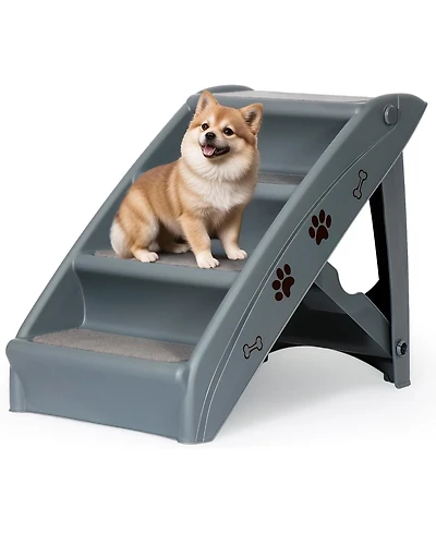 Zeny Folding Dog Stairs, Portable Indoor/Outdoor Pet Steps for Bed, Couch and Car, Pet Staris for Small Pet Dog/Cat