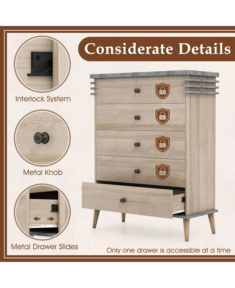 Slickblue Farmhouse Chest Dresser Tall Storage Drawer Organizer