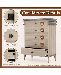 Slickblue Farmhouse Chest Dresser Tall Storage Drawer Organizer