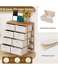 Slickblue 8 Drawer Bedroom Dresser with Removable Fabric Storage Bins