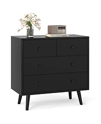 Slickblue 4 Drawer Wooden Dresser Wide Storage Cabinet for Bedroom