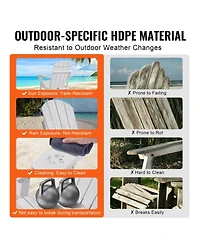 Sugift Set of 2 Folding Adirondack Fire Pit Chairs All-Weather Hdpe Plastic for Patio