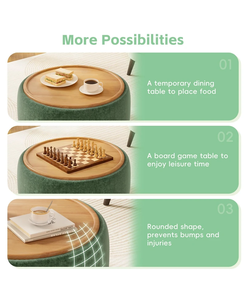 Rainsken 29" Round Storage Ottoman