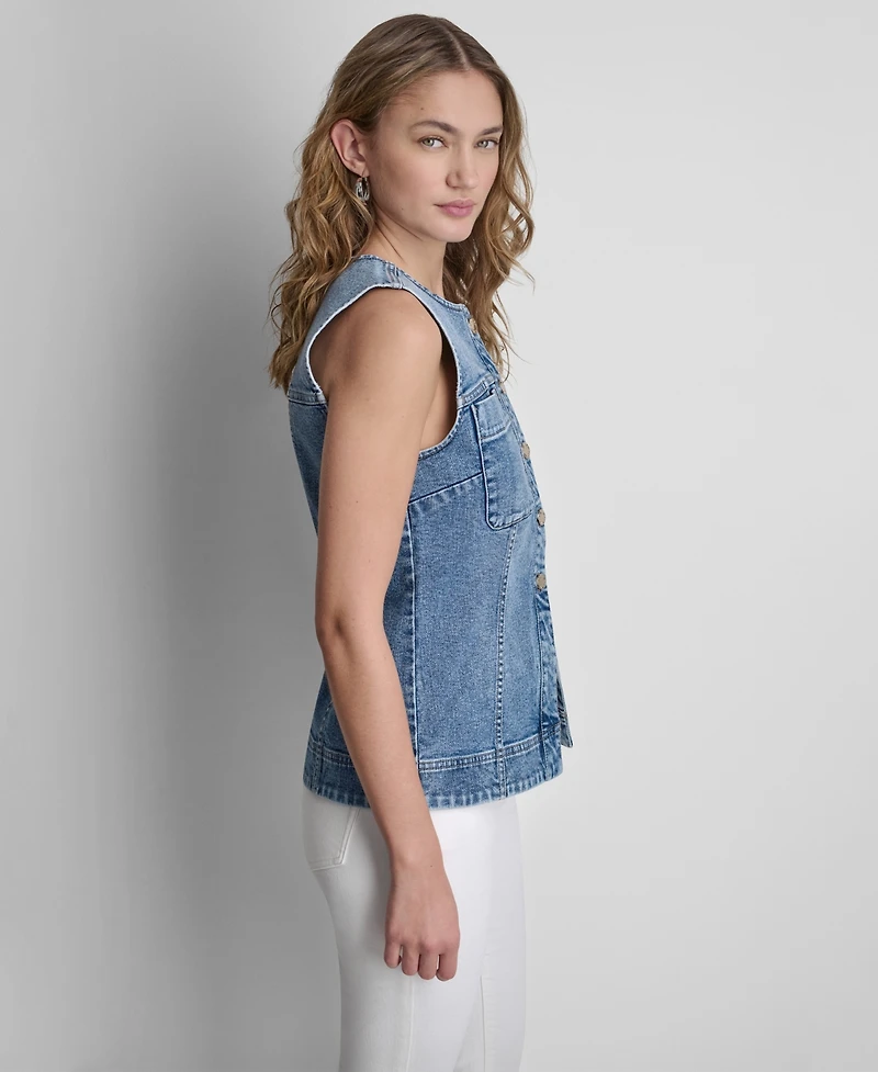 Dkny Jeans Women's Sleeveless Button-Front Vest