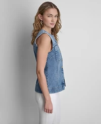 Dkny Jeans Women's Sleeveless Button-Front Vest