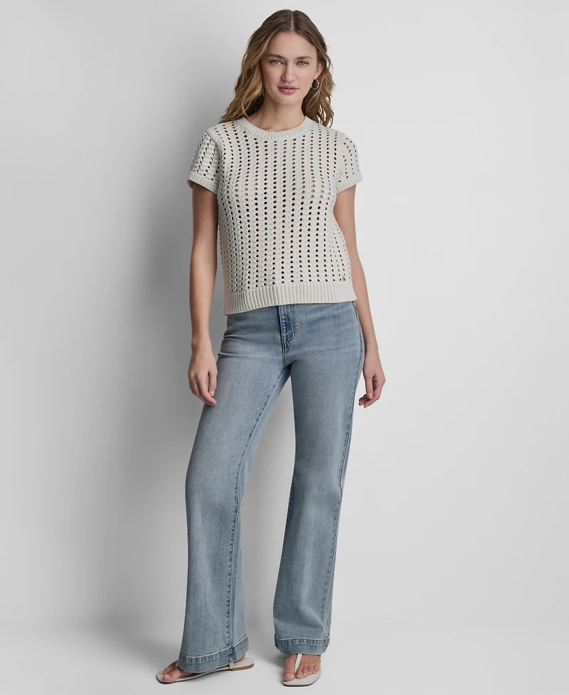 Dkny Jeans Women's Short-Sleeve Crewneck Sweater