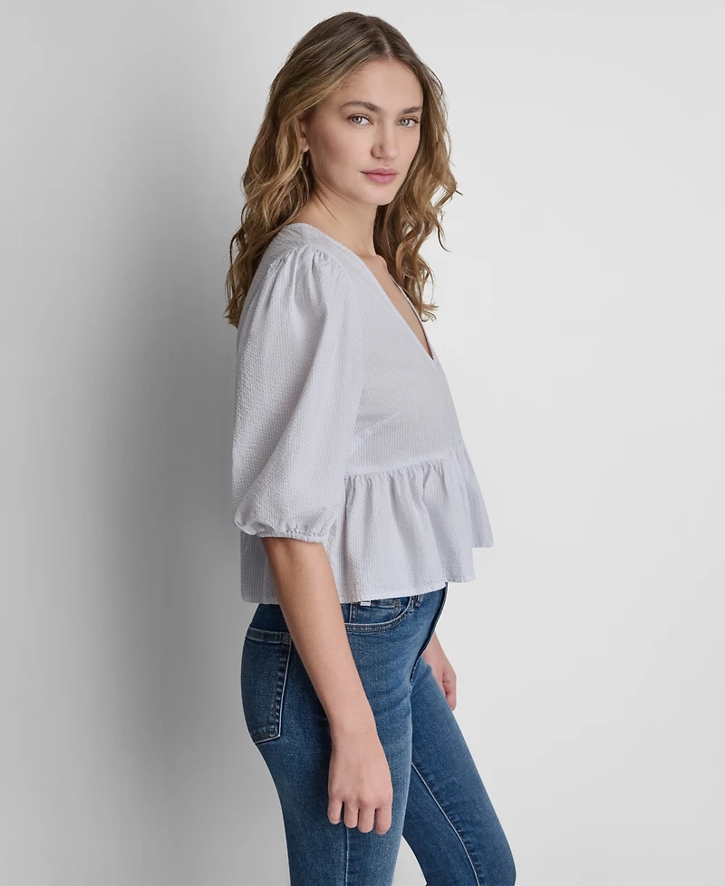 Dkny Jeans Women's V-Neck Button-Front Shirt