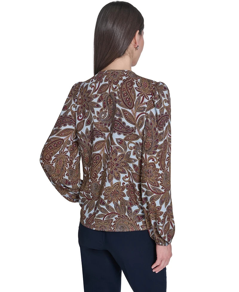 Tommy Hilfiger Women's V-Neck Long-Sleeve Ruffle Blouse