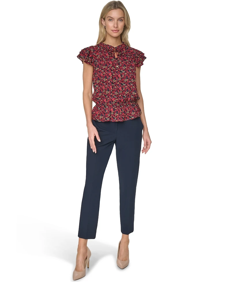 Tommy Hilfiger Women's Peplum Flutter-Sleeve Pull-On Blouse