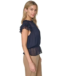 Tommy Hilfiger Women's Peplum Flutter-Sleeve Pull-On Blouse