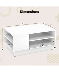 Slickblue 2 Tier Coffee Table with Open Storage Shelves