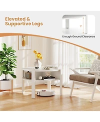 Slickblue Round Coffee Table Storage Shelves for Small Space