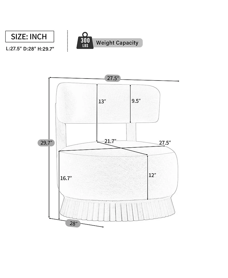 Maison Boucle Accent Chair Wide Armless Lounge with Wood Base 1PC