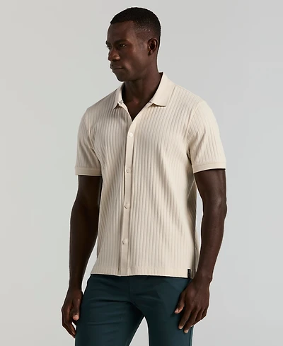 Perry Ellis Men's Vertical Rib Button Front Shirt