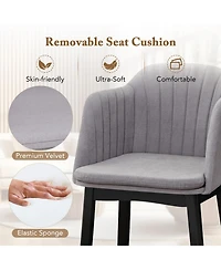 Slickblue Velvet Upholstered Dining Chair Set of 2 with Curved Backrest