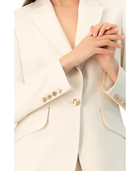 Ivonne Women's Single-Breasted Blazer with Golden Button