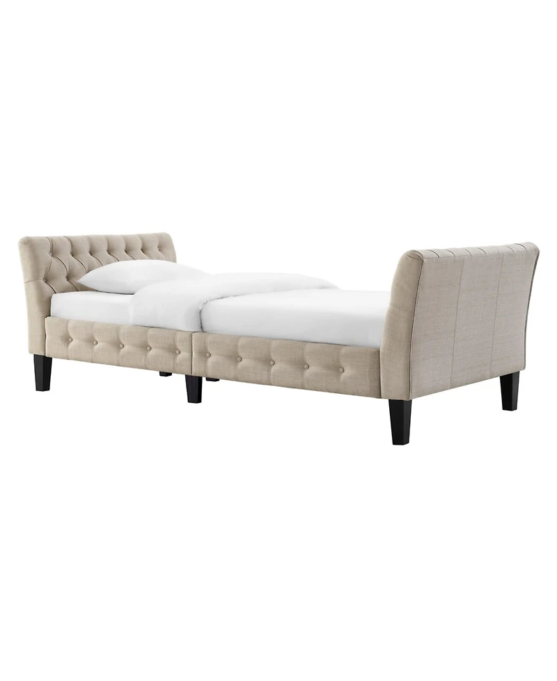 Boyel Living Button Tufted Upholstered Bed Vintage Style Bed Frame with Solid Wood Legs