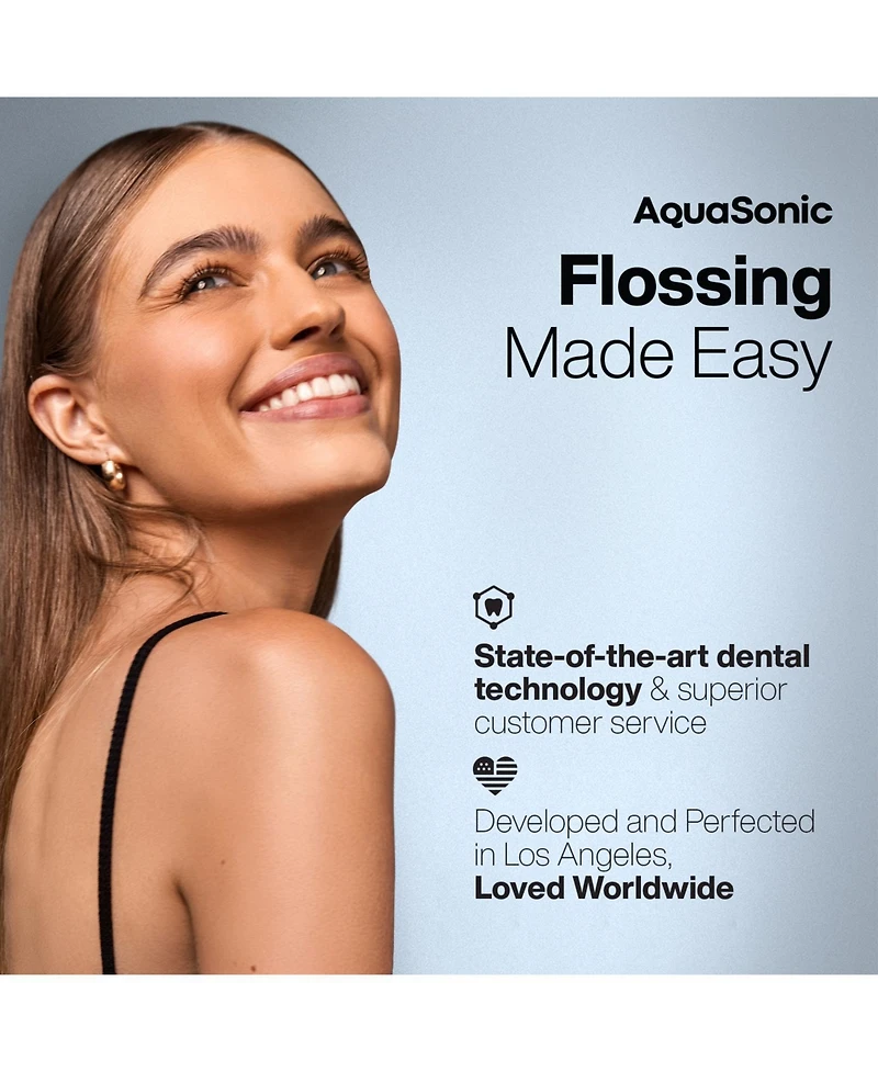 AquaSonic Elite Rechargeable Water Flosser - 300ml Tank, 4 Tips, Travel Bag