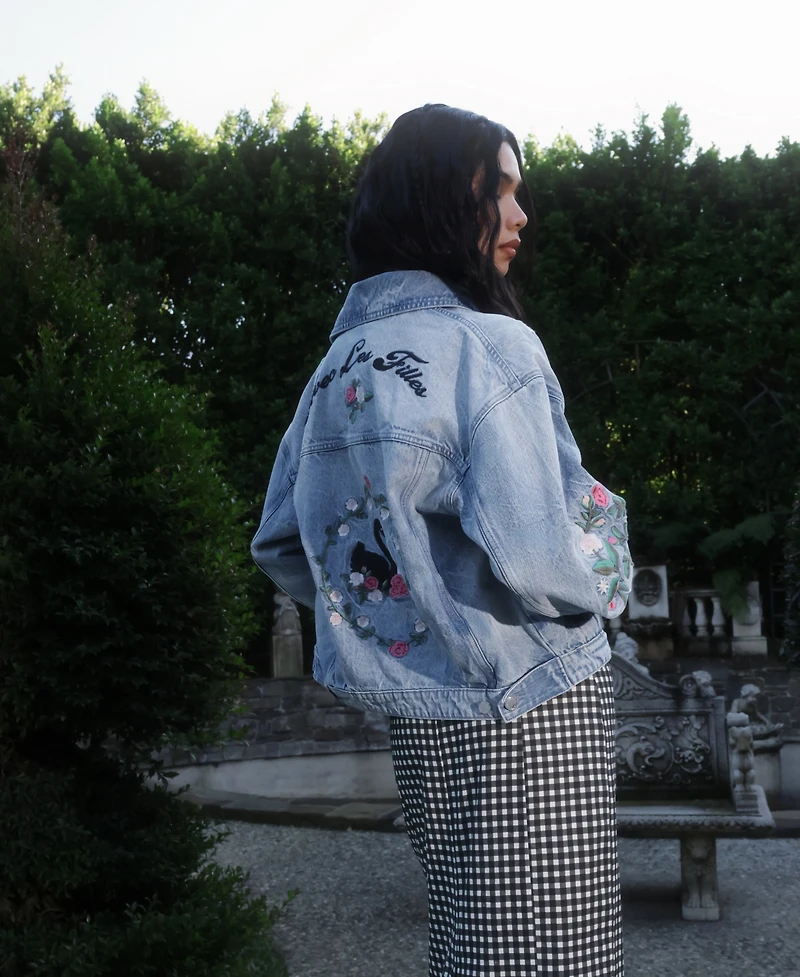 Avec Les Filles Women's Pleated Back Trucker Jacket