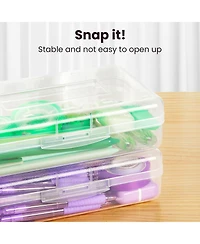 Gnuadz 6 pack Plastic Pencil Case Crayon Pen Organizer Snap Lid Stackable Craft Storage Box
