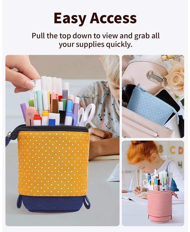 Gnuadz Standing Pencil Case Cute Stand Up Pouch Telescopic Pen Holder School Office Supplies