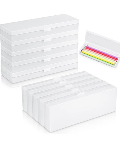 Gnuadz 30 pack Plastic Pencil Case Hinged Lid Stackable Pen Storage School Office