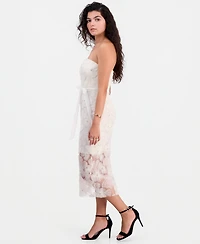 Sam Edelman Women's Beaded Floral Strapless Midi Dress