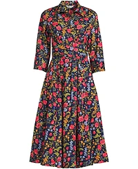 Lands' End Women's Poplin Midi Wrap Front Dress