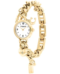 Coach Women's Iris Gold Tone Stainless Steel Charm Bracelet Watch, 22.5mm