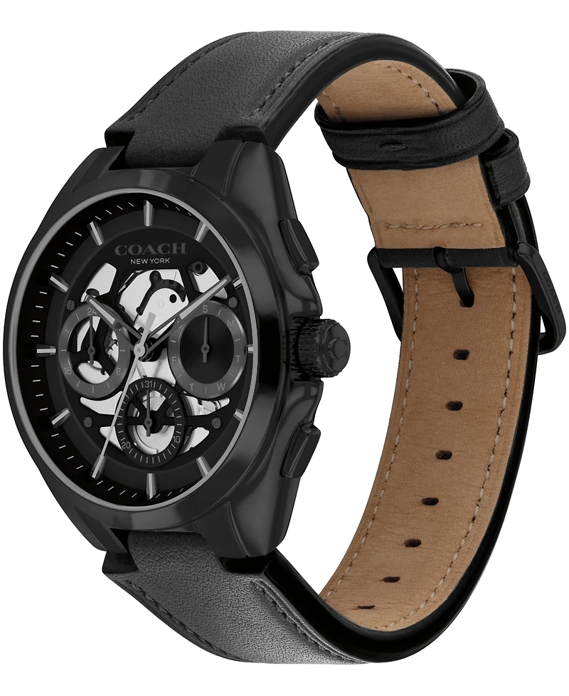 Coach Men's Jackson Black Leather Strap Watch, 41.5mm