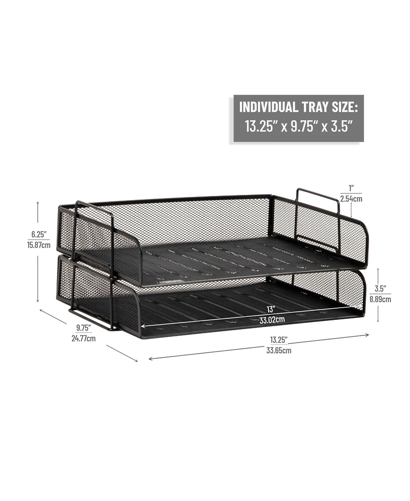 Gnuadz Stackable Paper Tray Desktop Organizer Metal Mesh File Storage
