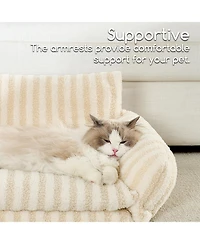 Aronkl Fluffy Plush Cat Bed Double Layer Soft Pet Couch Sofa Nest Comfortable Sleeping Easy Clean For Small Cats Dogs