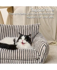 Aronkl Fluffy Plush Cat Bed Double Layer Soft Pet Couch Sofa Nest Comfortable Sleeping Easy Clean For Small Cats Dogs