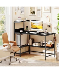 Slickblue Computer Desk 48 Inch with Power Ports and Storage Organizer