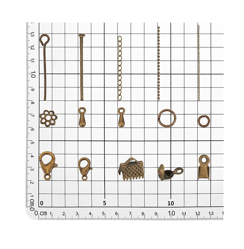 Gnuadz 870pcs Jewelry Finding Kit Lobster Clasp Jump Ring Earring Hook Bead Cap Eye Pin Head Pin Chain Extender Cord Tip Ribbon Clamp Knot Drop