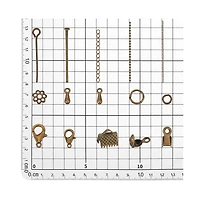 Gnuadz 870pcs Jewelry Finding Kit Lobster Clasp Jump Ring Earring Hook Bead Cap Eye Pin Head Pin Chain Extender Cord Tip Ribbon Clamp Knot Drop