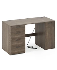 Slickblue Office Desk with Built In Power Outlets and 4 Drawers